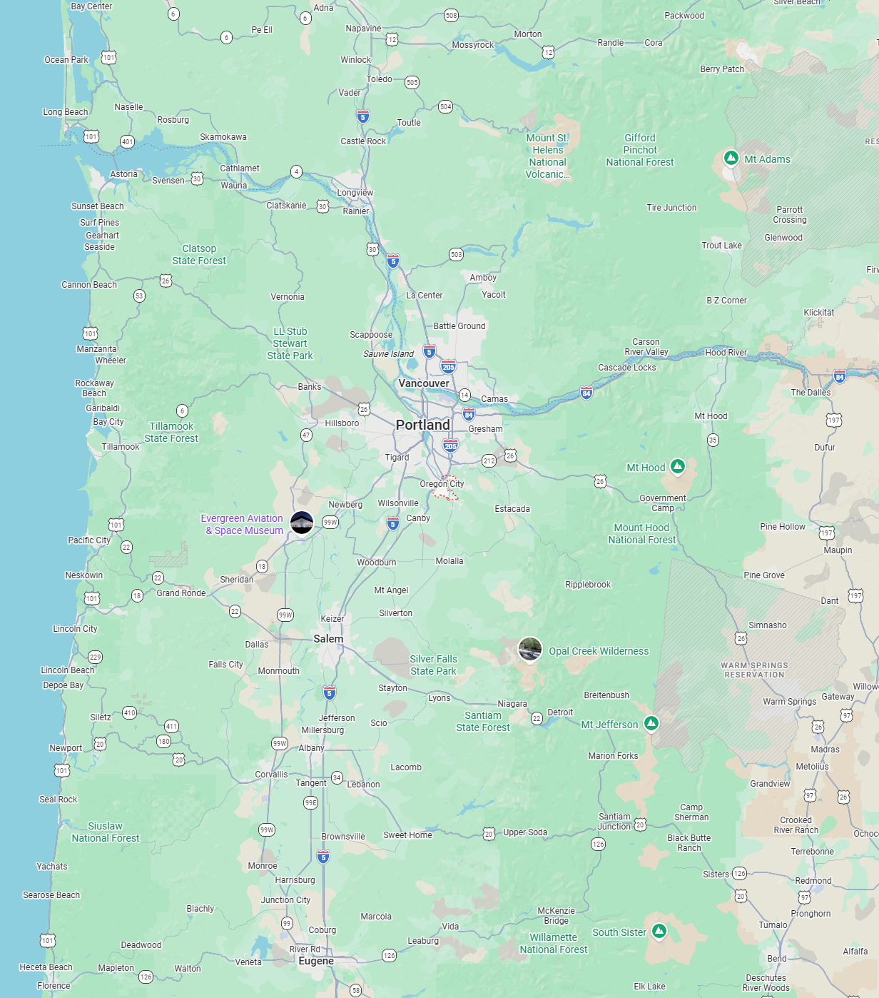 Map of Superior Pool Covers service area in the Pacific Northwest